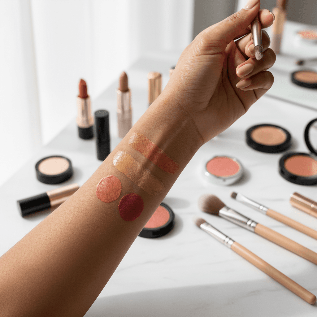 Swatching foundation shades